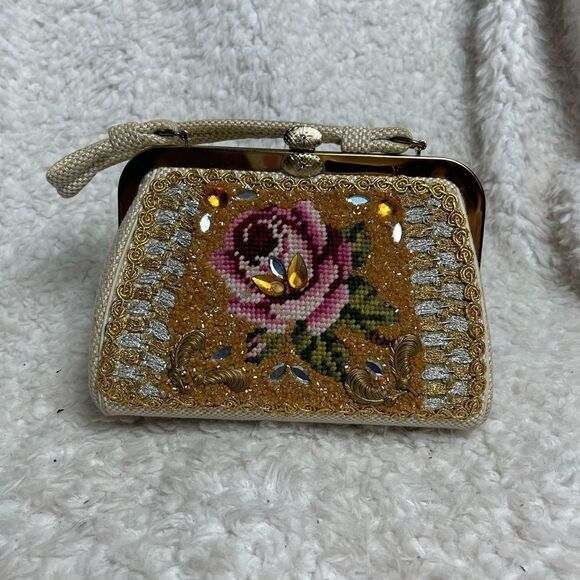 Awesome Vtg 50s CARON OF HOUSTON TEXAS Hand Crafted Sequins & Baubles Purse. - Picture 2 of 11